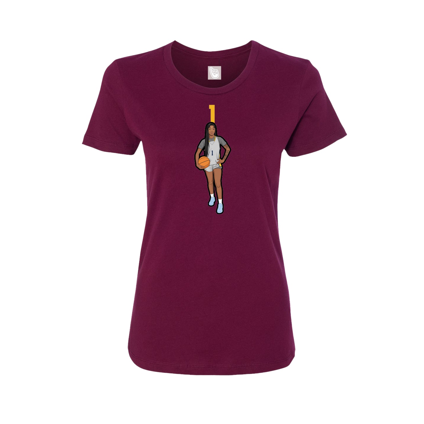Fitted Women's Tee — Number Top in Maroon