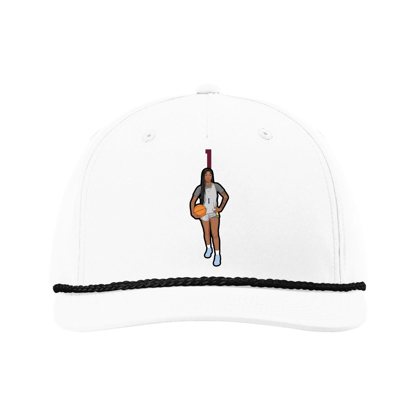 Five-Panel Classic Rope Cap — Number Top in White