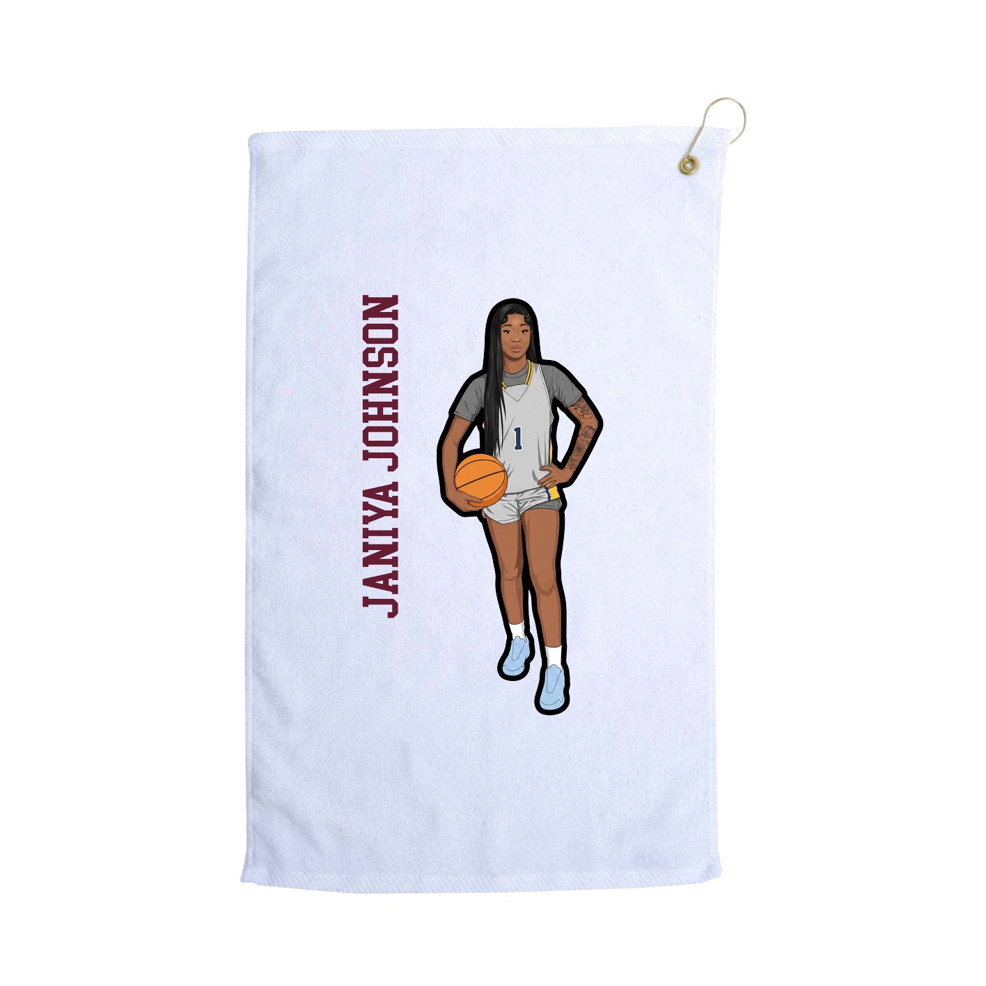 Golf Towel — Name Vertical in White