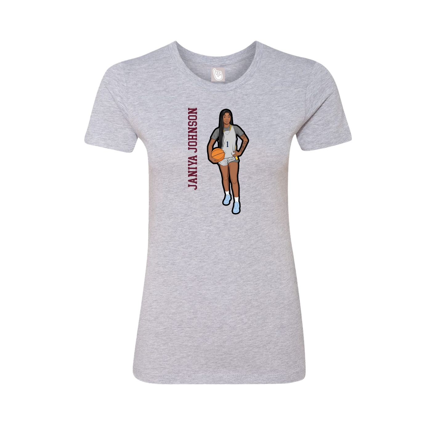 Fitted Women's Tee — Name Vertical in Grey