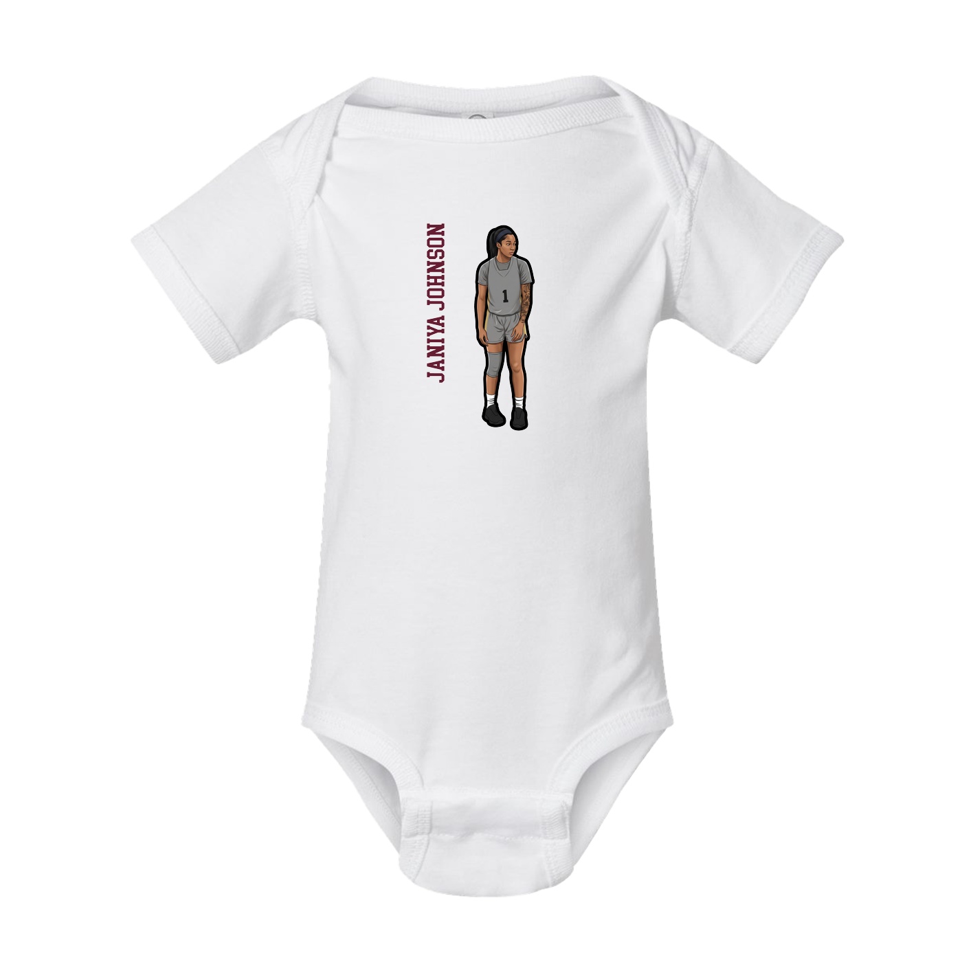 Baby Onesie — Name Vertical in White