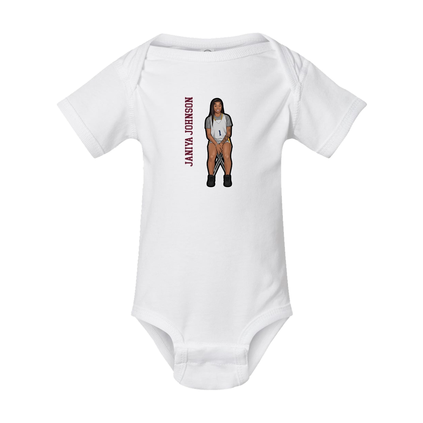 Baby Onesie — Name Vertical in White