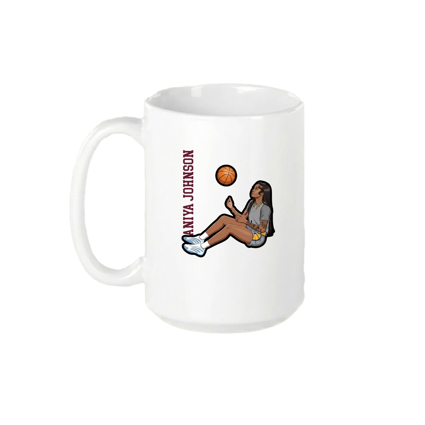 15oz Coffee Mug — Name Vertical in White