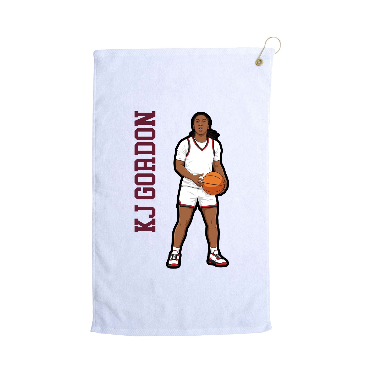 Golf Towel — Name Vertical in White