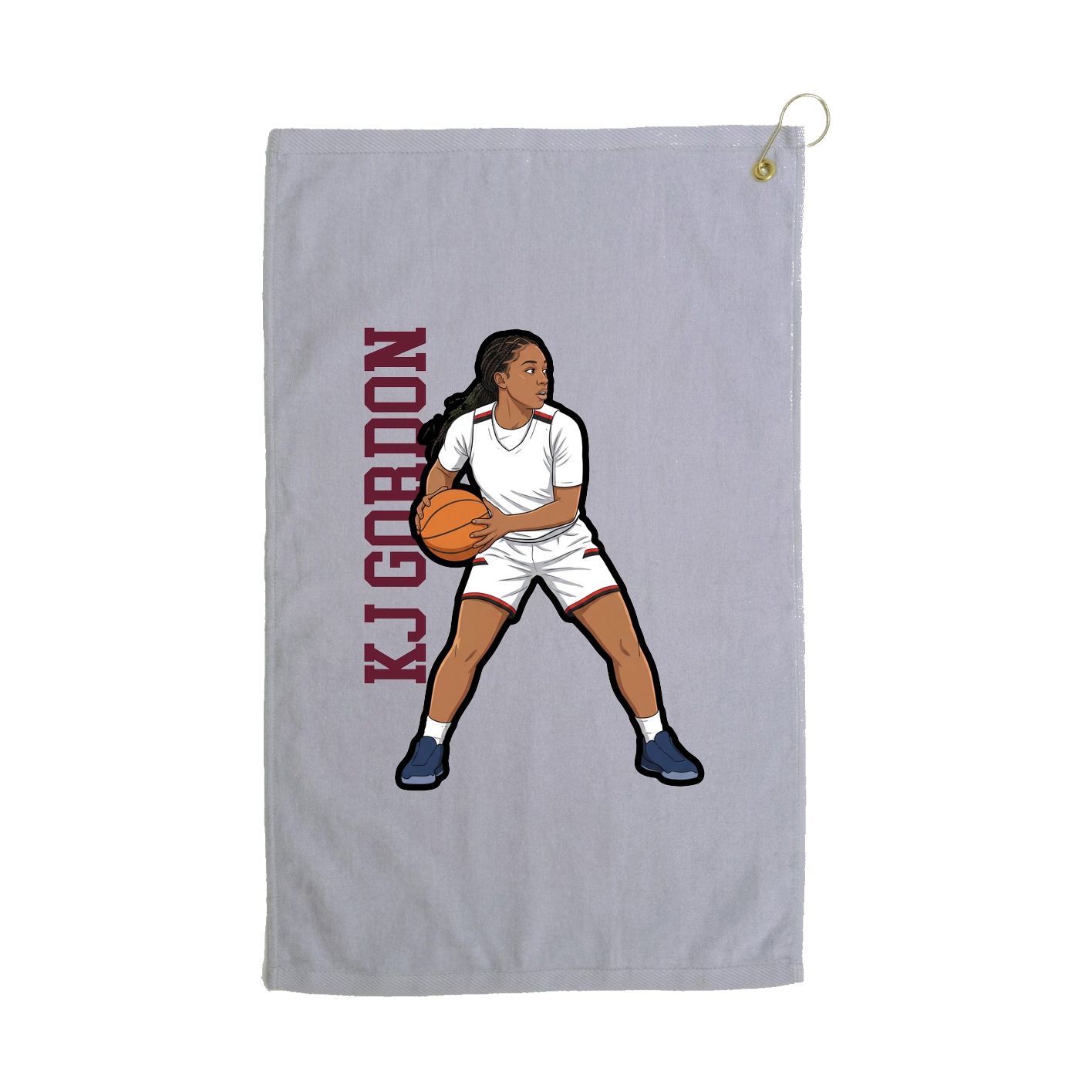 Golf Towel — Name Vertical in Grey