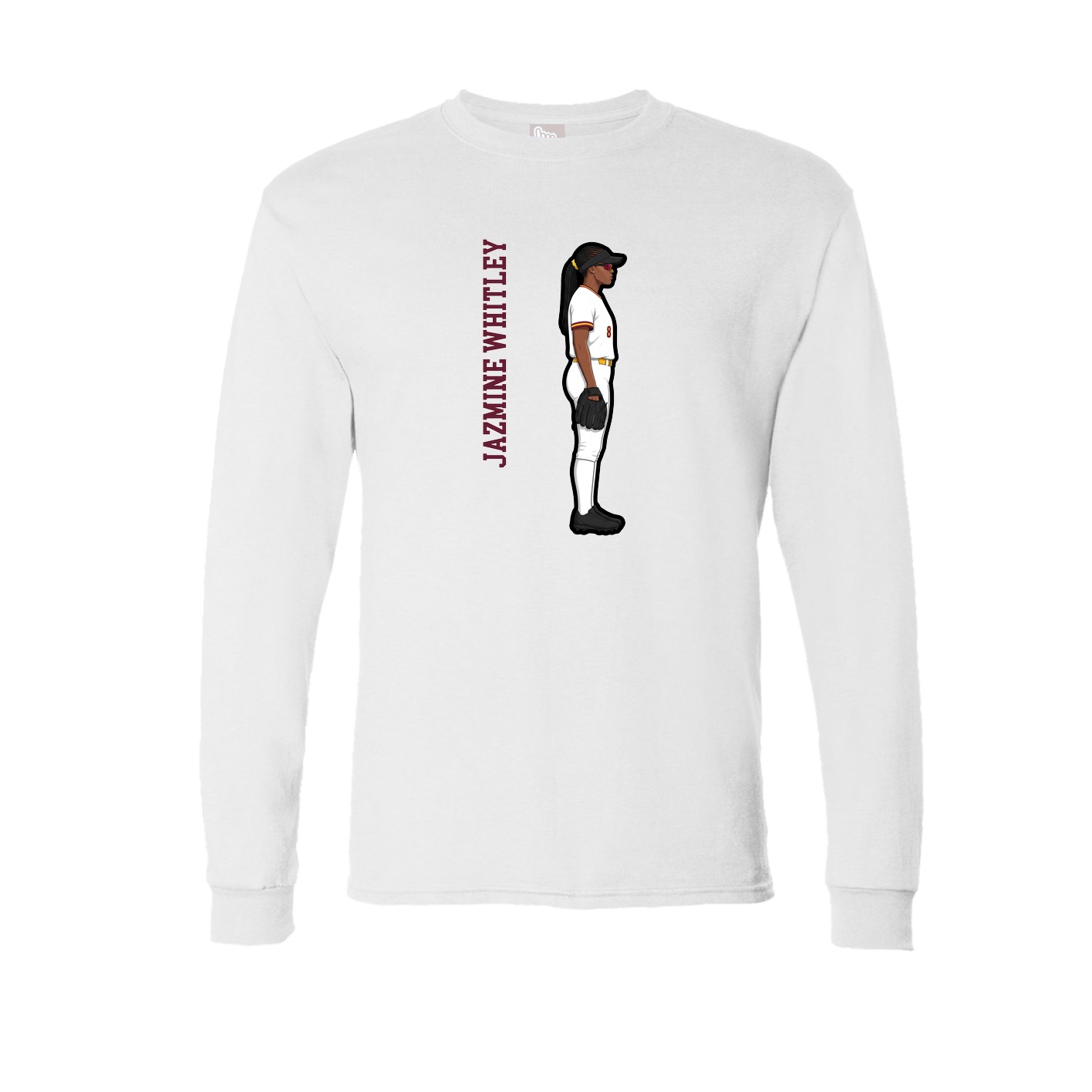 Long Sleeve Tee — Name Vertical in White