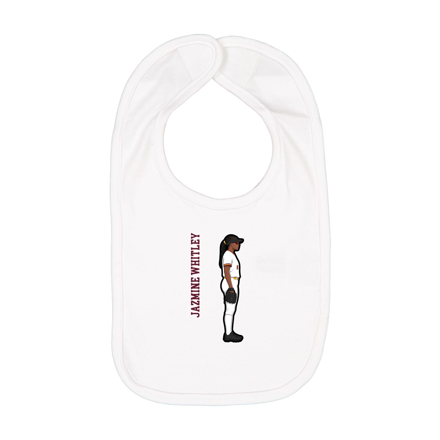 Infant Bib — Name Vertical in White