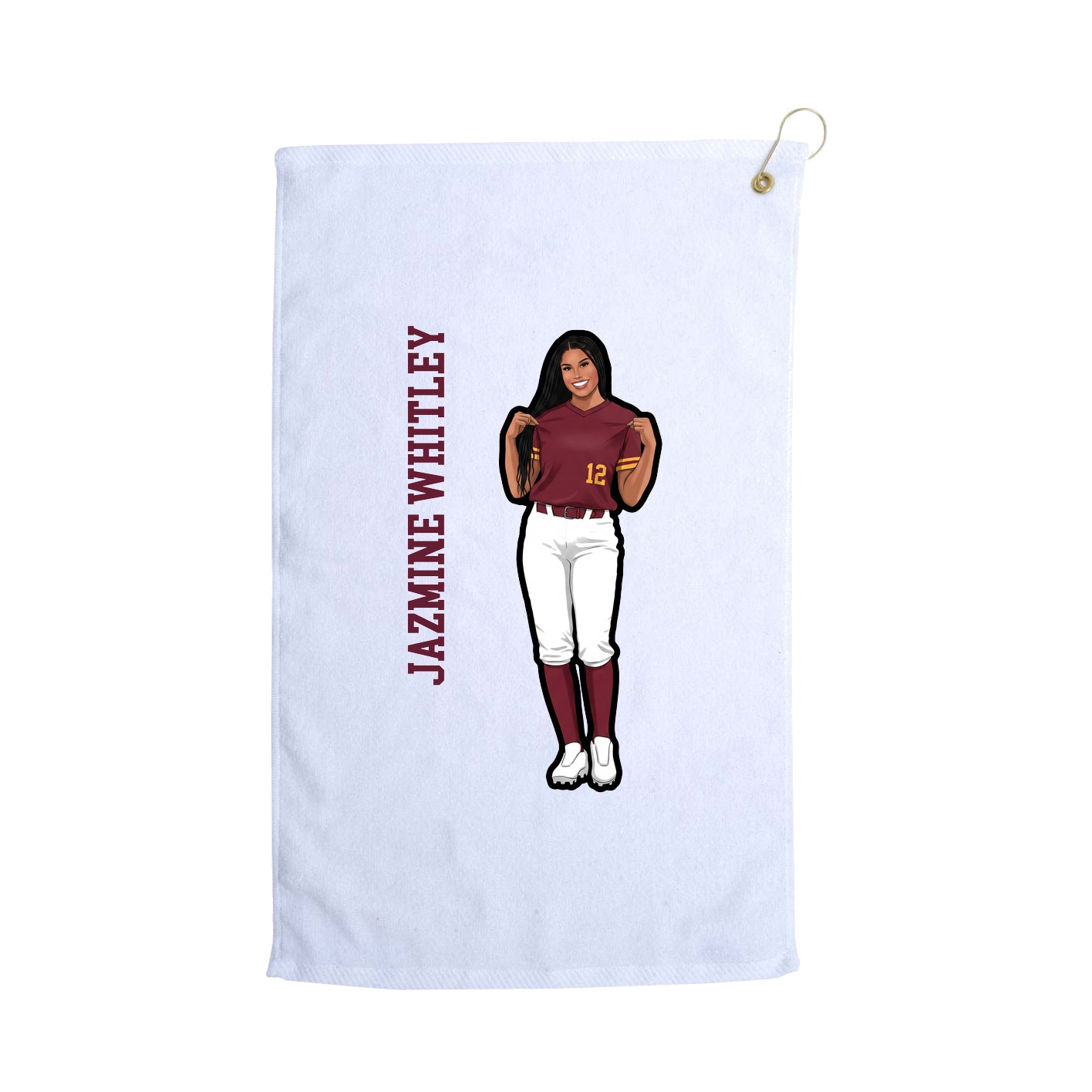 Golf Towel — Name Vertical in White