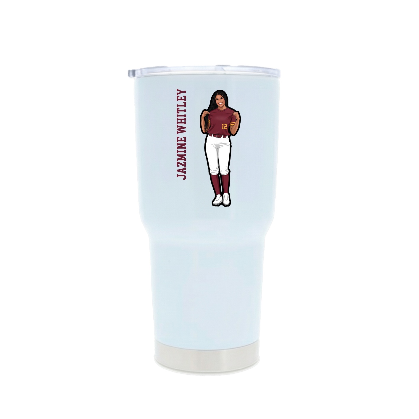 30oz Stainless Steel Tumbler — Name Vertical in White