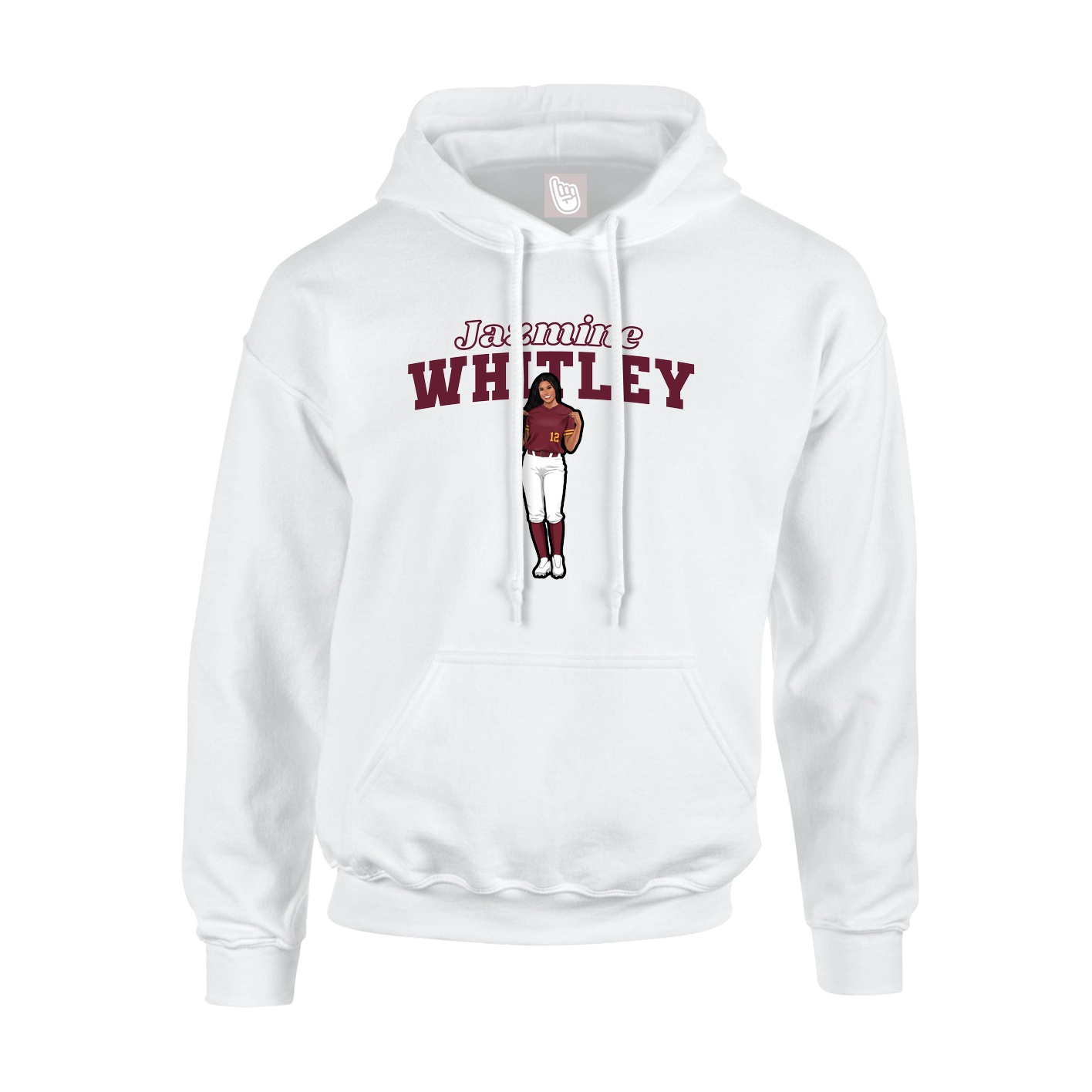 Youth Hoodie — Name Arch in White