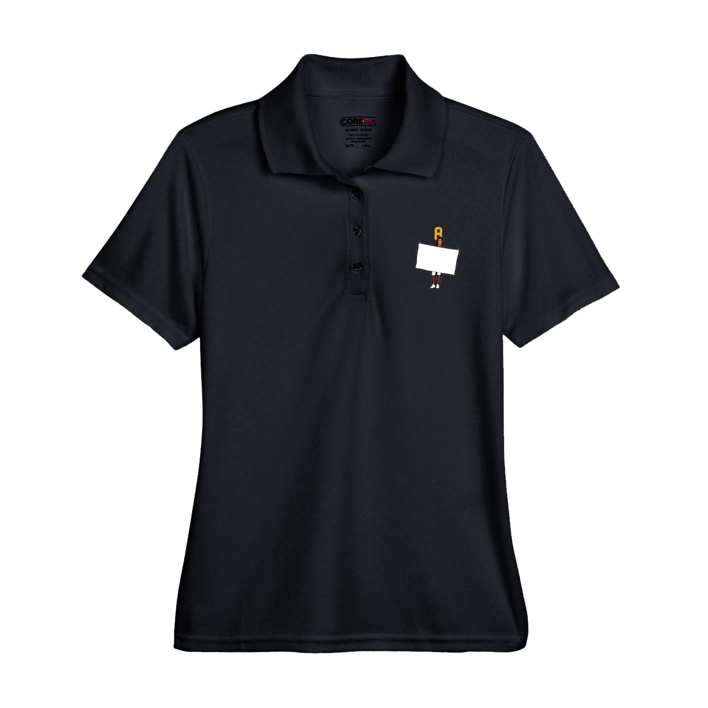 Womens Performance Polo — Number Top in Black