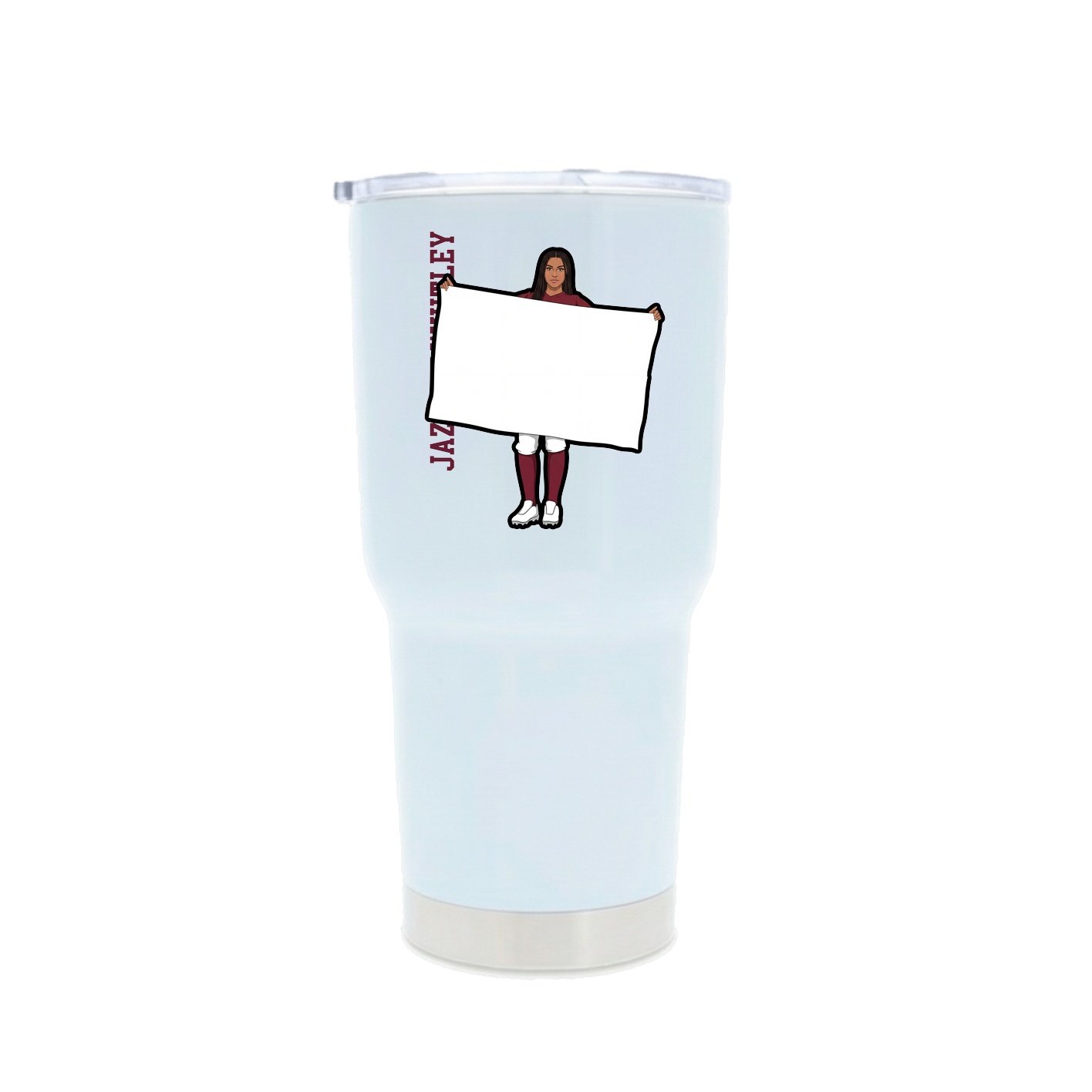 30oz Stainless Steel Tumbler — Name Vertical in White