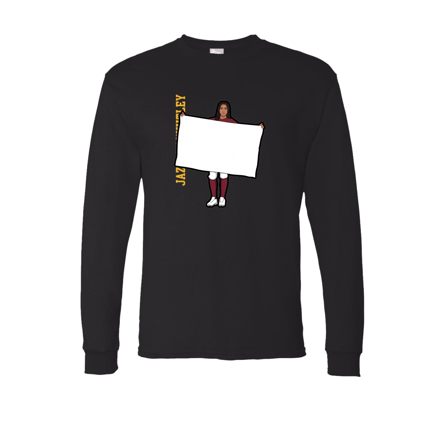 Long Sleeve Tee — Name Vertical in Black