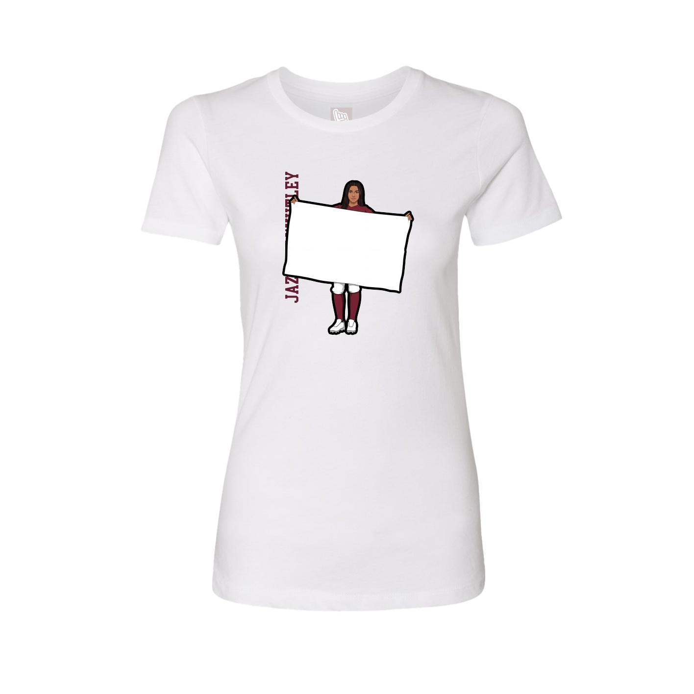 Fitted Women's Tee — Name Vertical in White