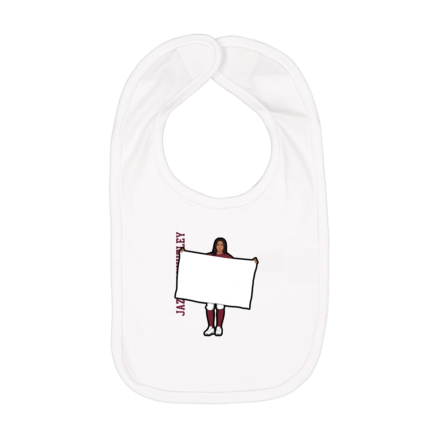 Infant Bib — Name Vertical in White