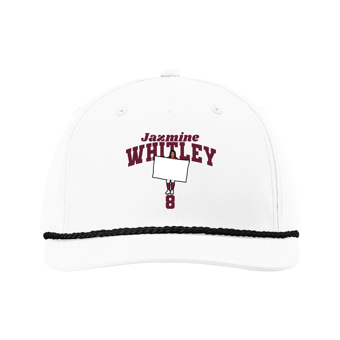 Five-Panel Classic Rope Cap — Signature Arch in White