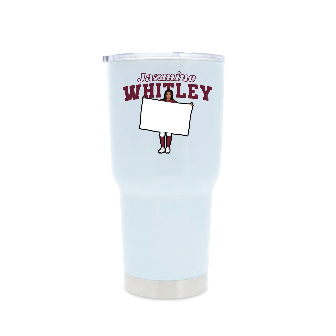 30oz Stainless Steel Tumbler — Name Arch in White