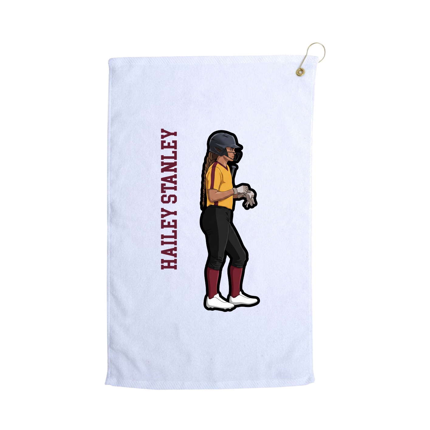 Golf Towel — Name Vertical in White