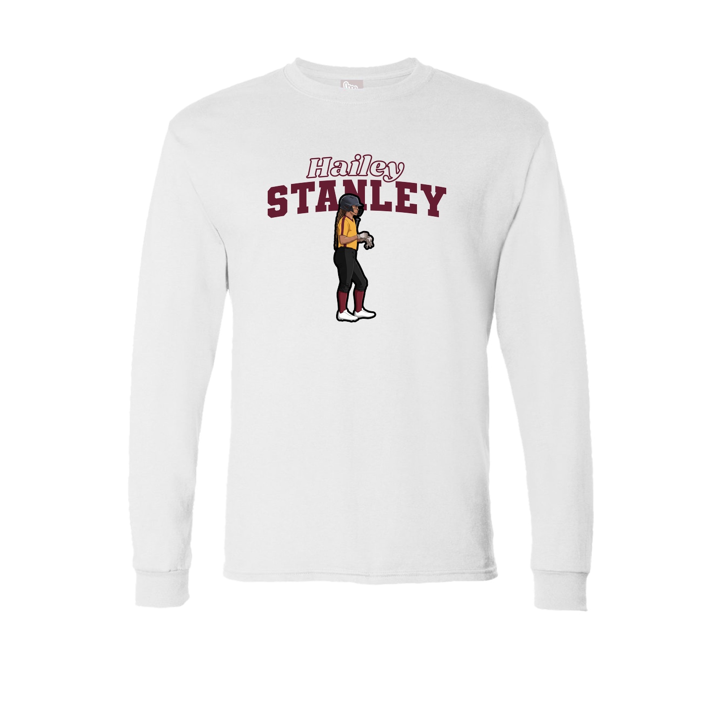 Long Sleeve Tee — Name Arch in White