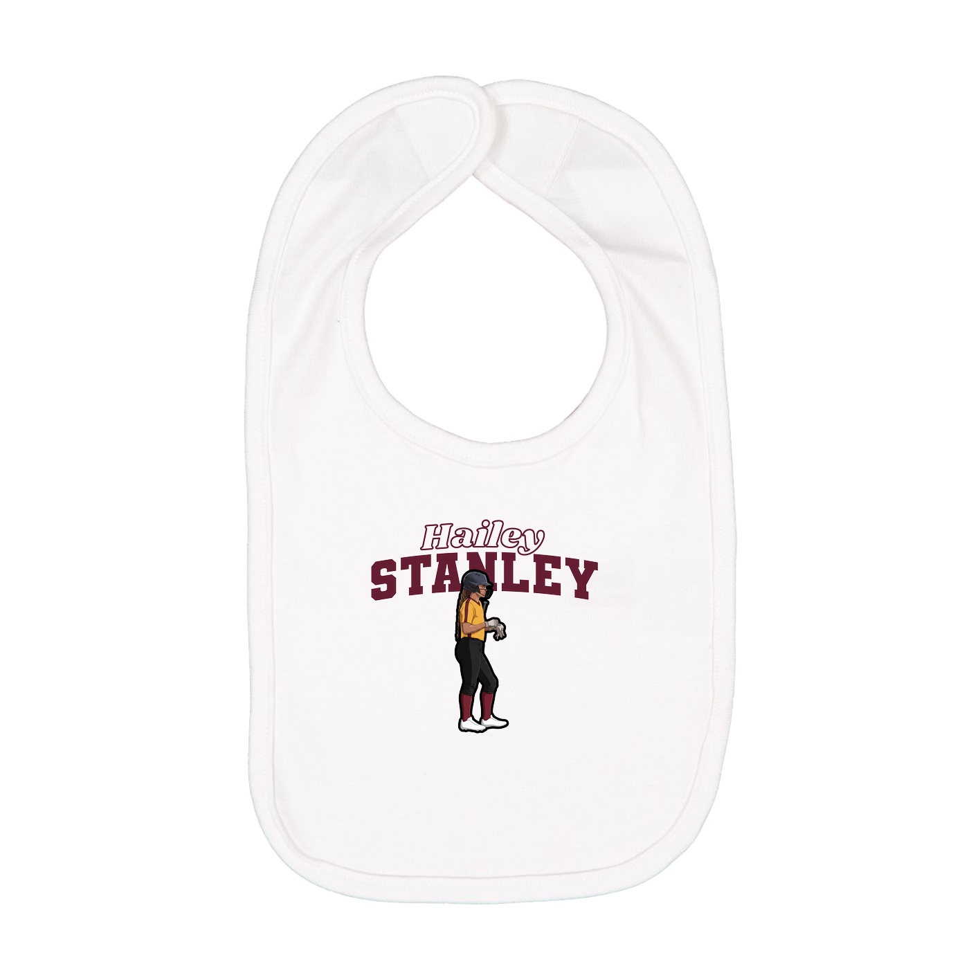 Infant Bib — Name Arch in White