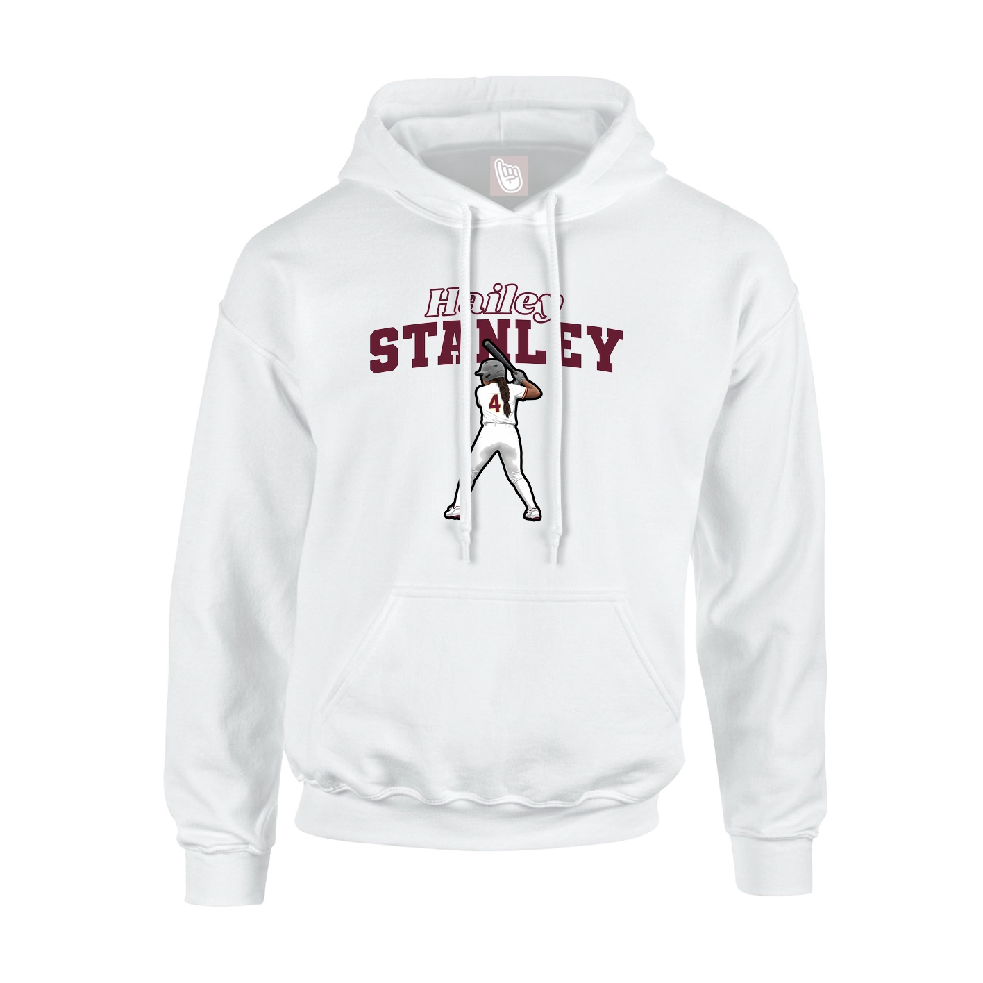 Youth Hoodie — Name Arch in White