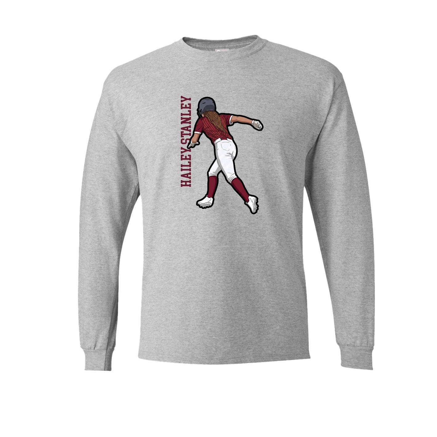 Long Sleeve Tee — Name Vertical in Grey