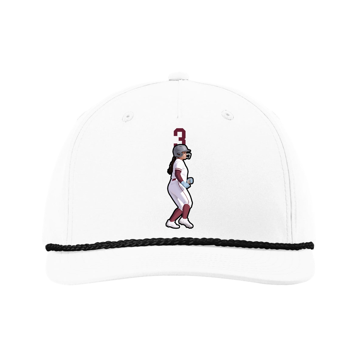 Five-Panel Classic Rope Cap — Number Top in White