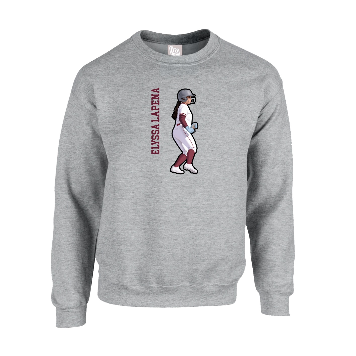 Fleece Crew — Name Vertical in Grey