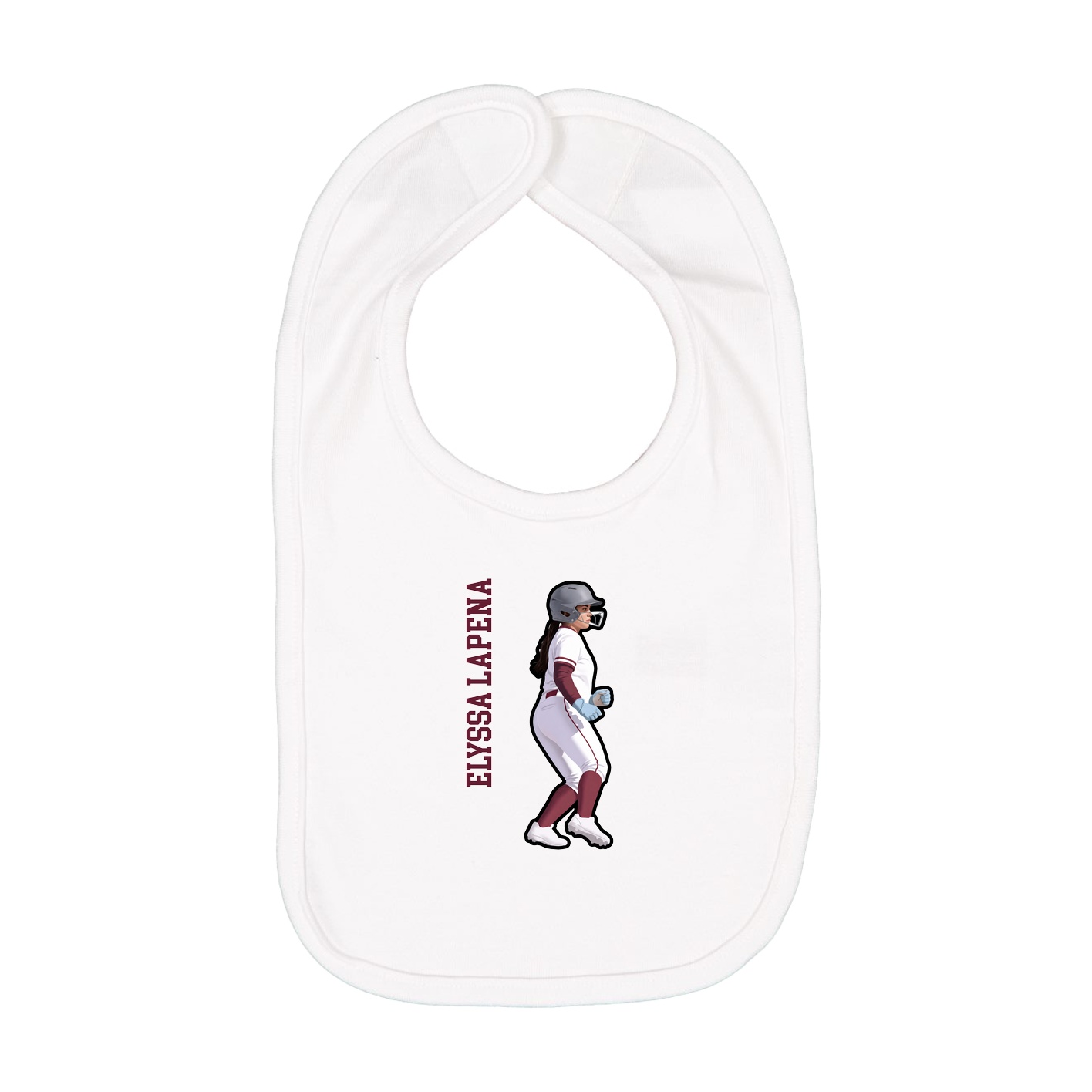 Infant Bib — Name Vertical in White
