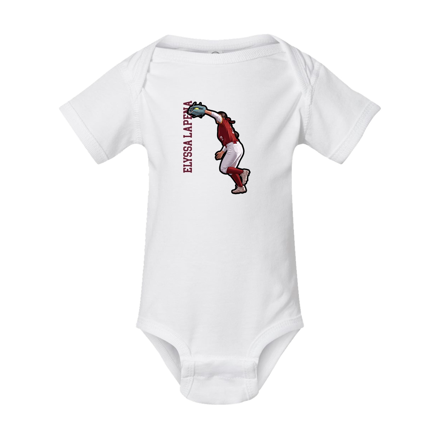 Baby Onesie — Name Vertical in White