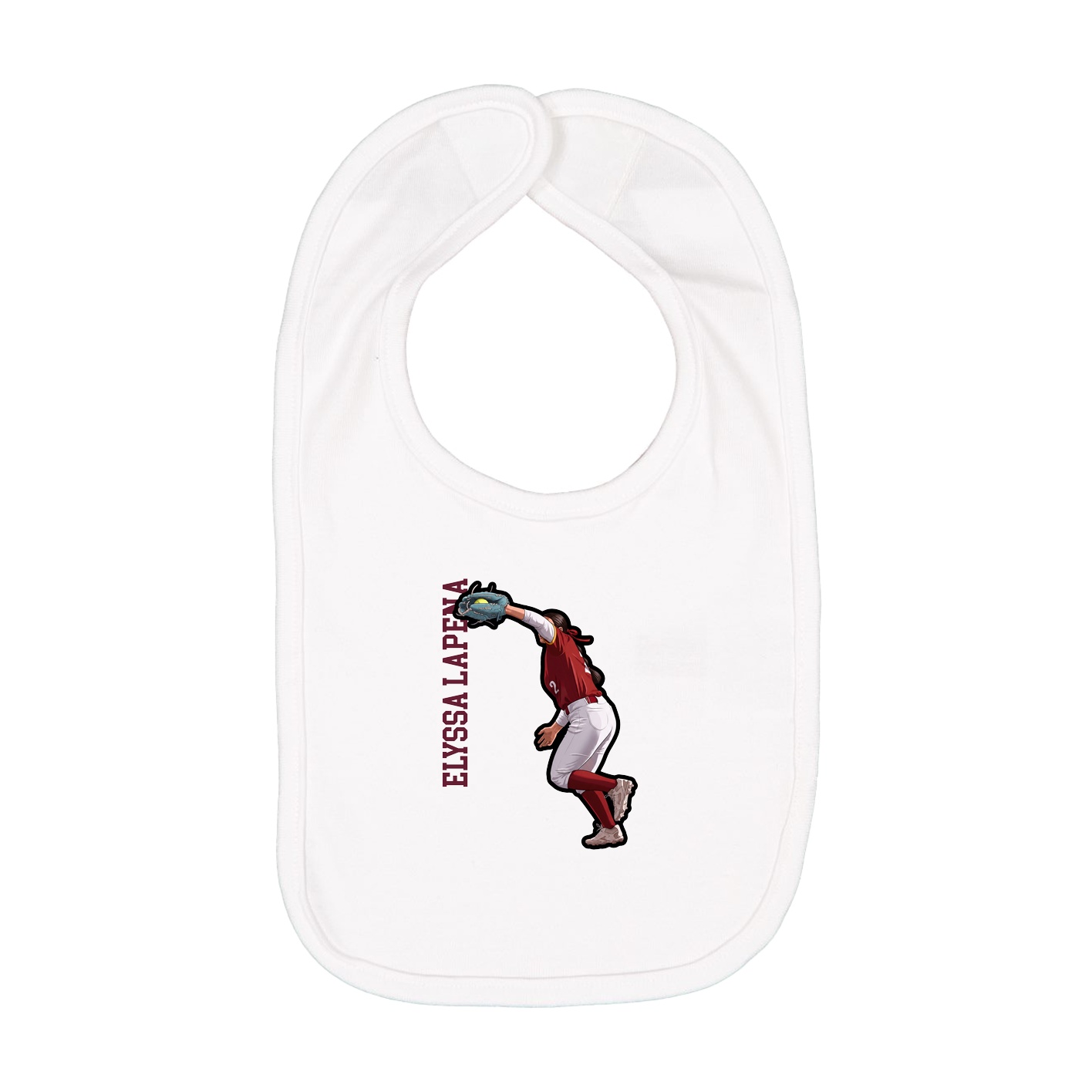Infant Bib — Name Vertical in White