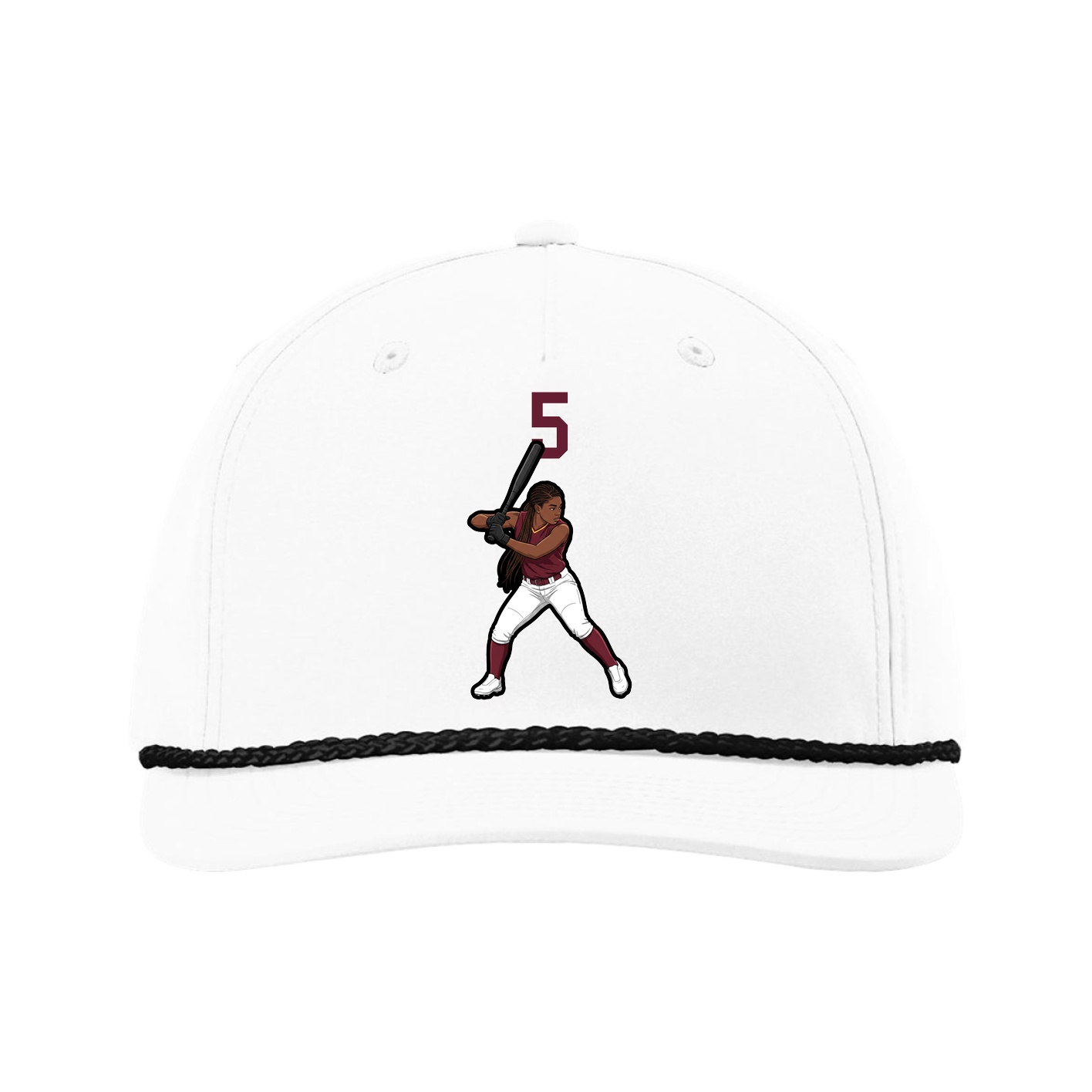 Five-Panel Classic Rope Cap — Number Top in White