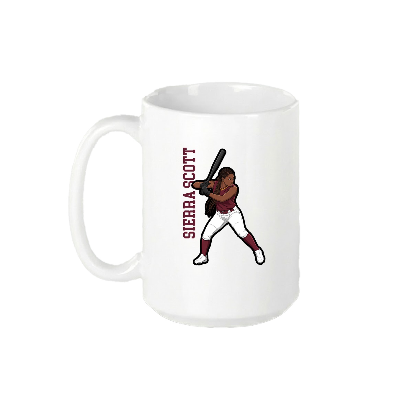 15oz Coffee Mug — Name Vertical in White