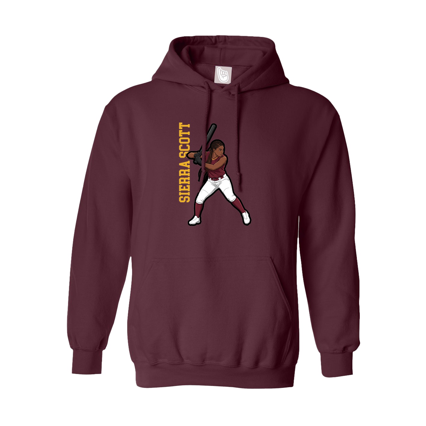 Hoodie — Name Vertical in Maroon