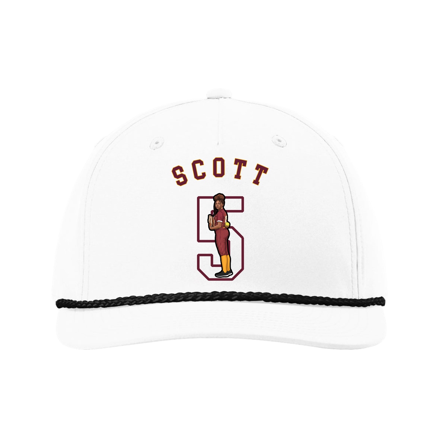Five-Panel Classic Rope Cap — Shirsey Arch in White