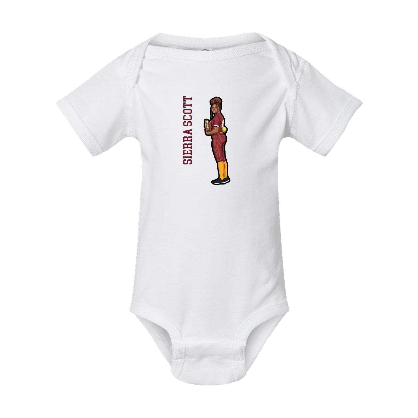 Baby Onesie — Name Vertical in White