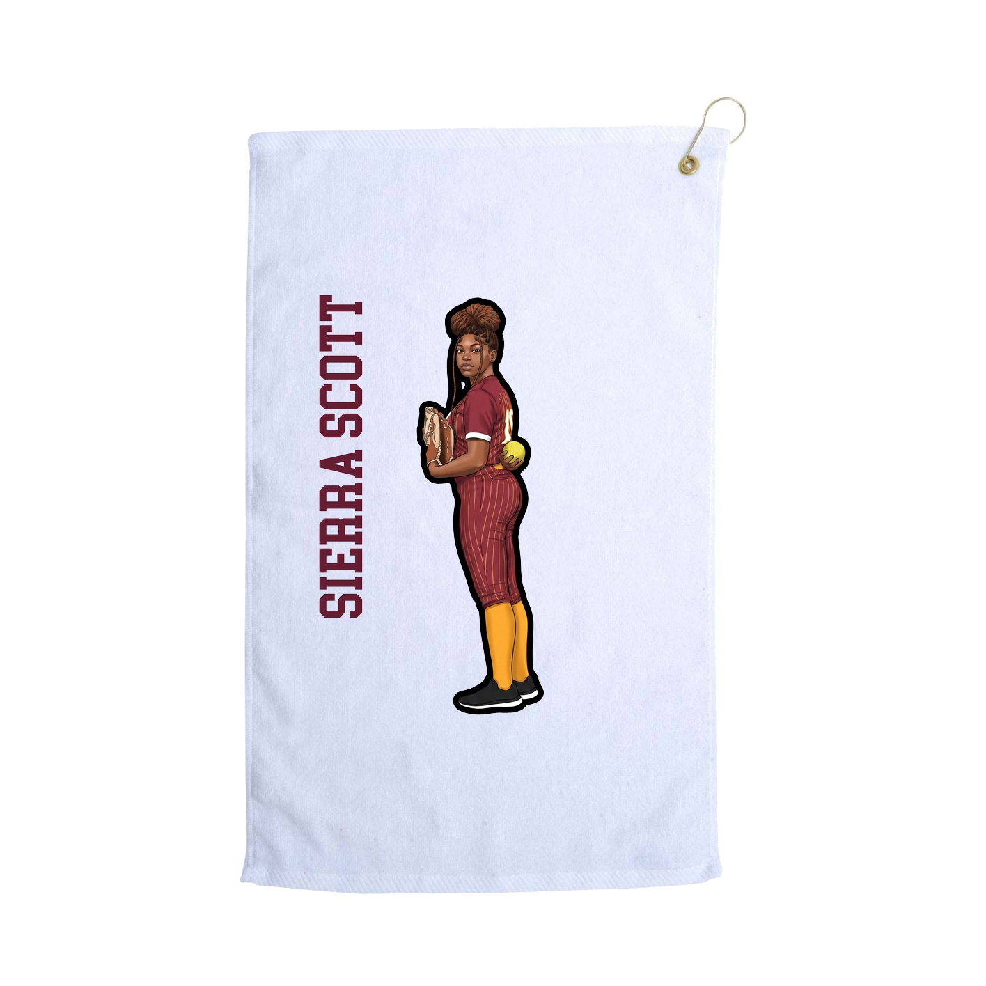 Golf Towel — Name Vertical in White