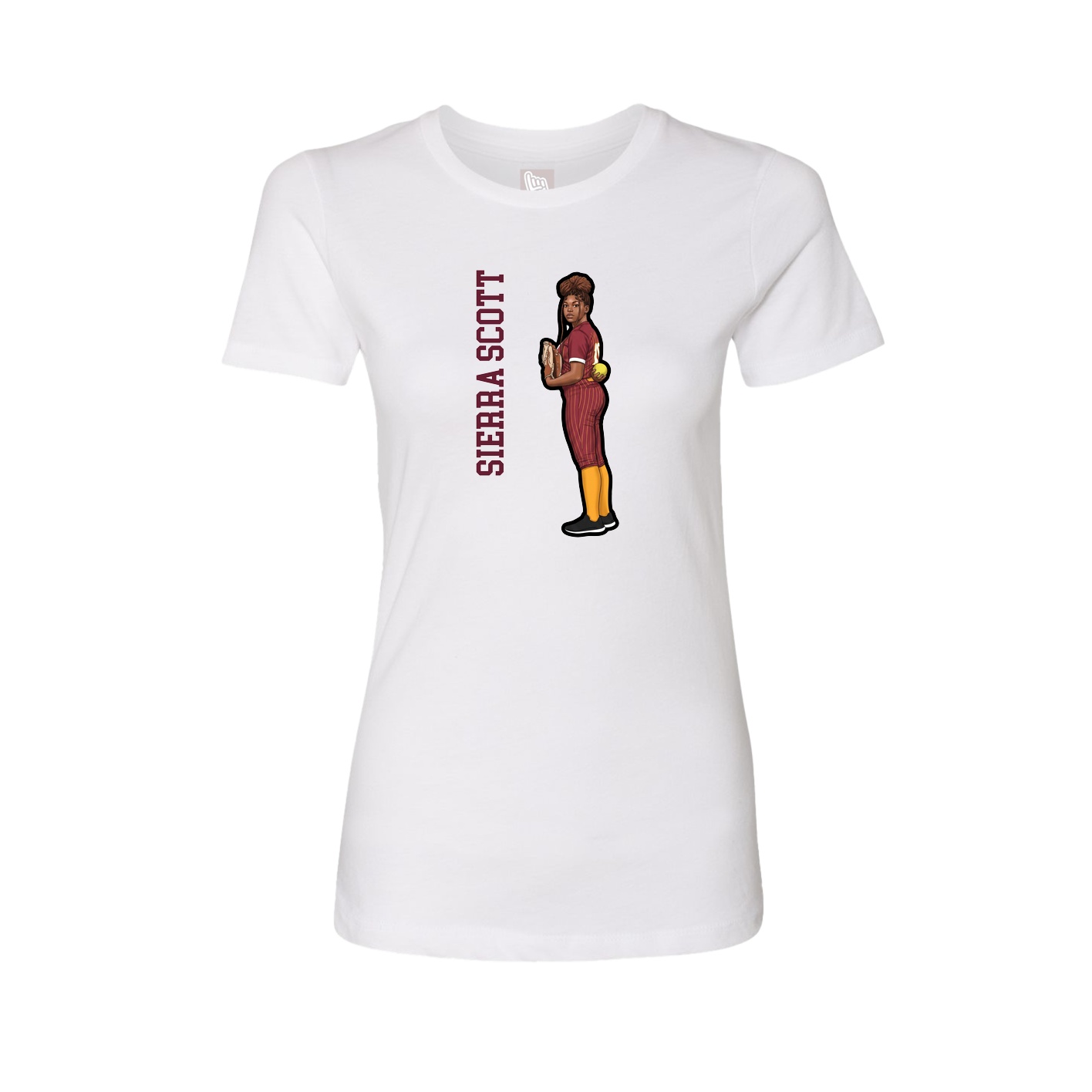 Womens Tee — Name Vertical in White