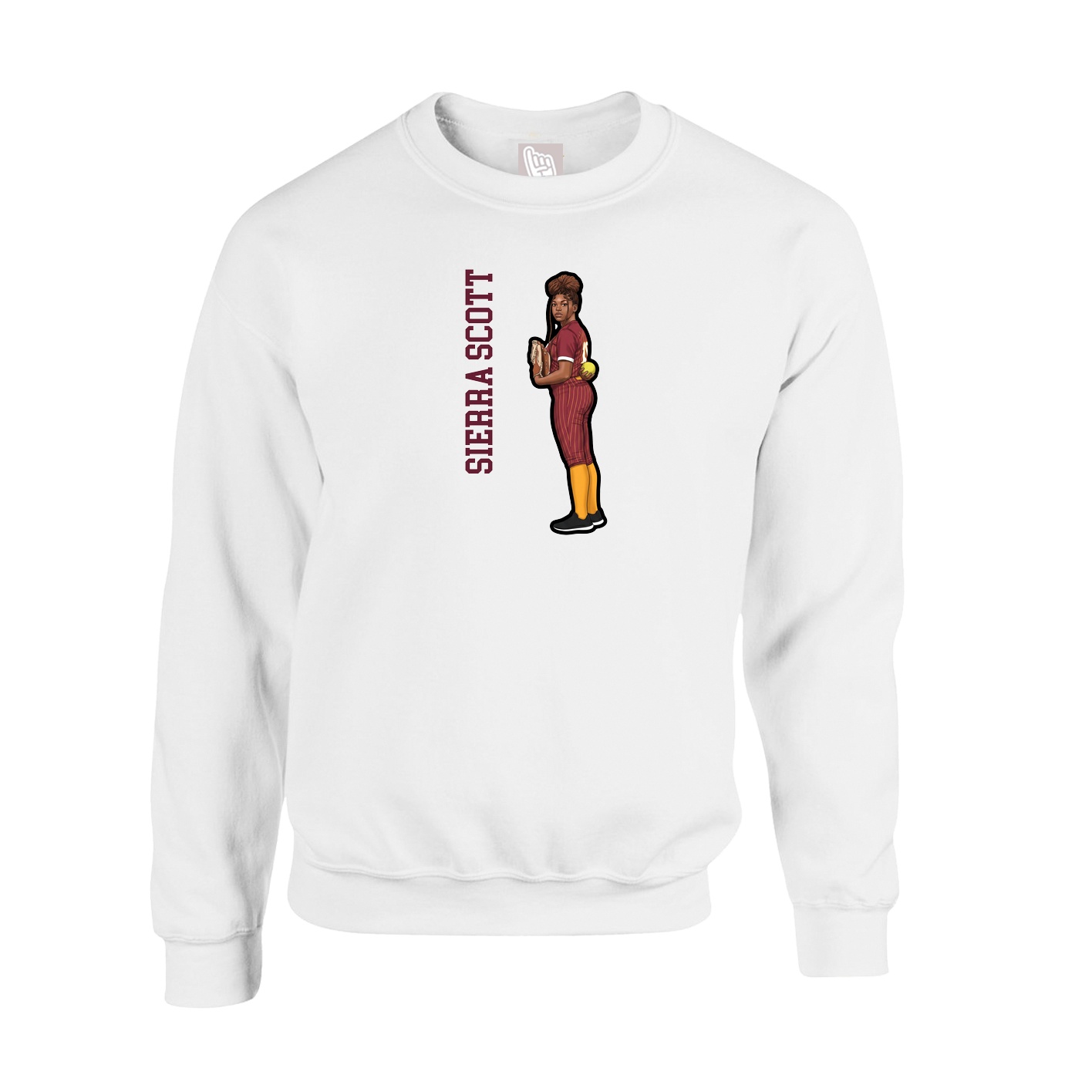 Fleece Crew — Name Vertical in White
