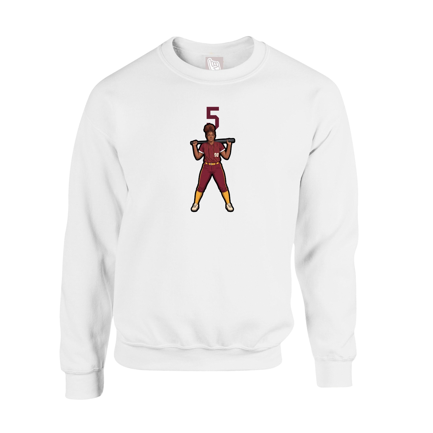 Fleece Crew — Number Top in White