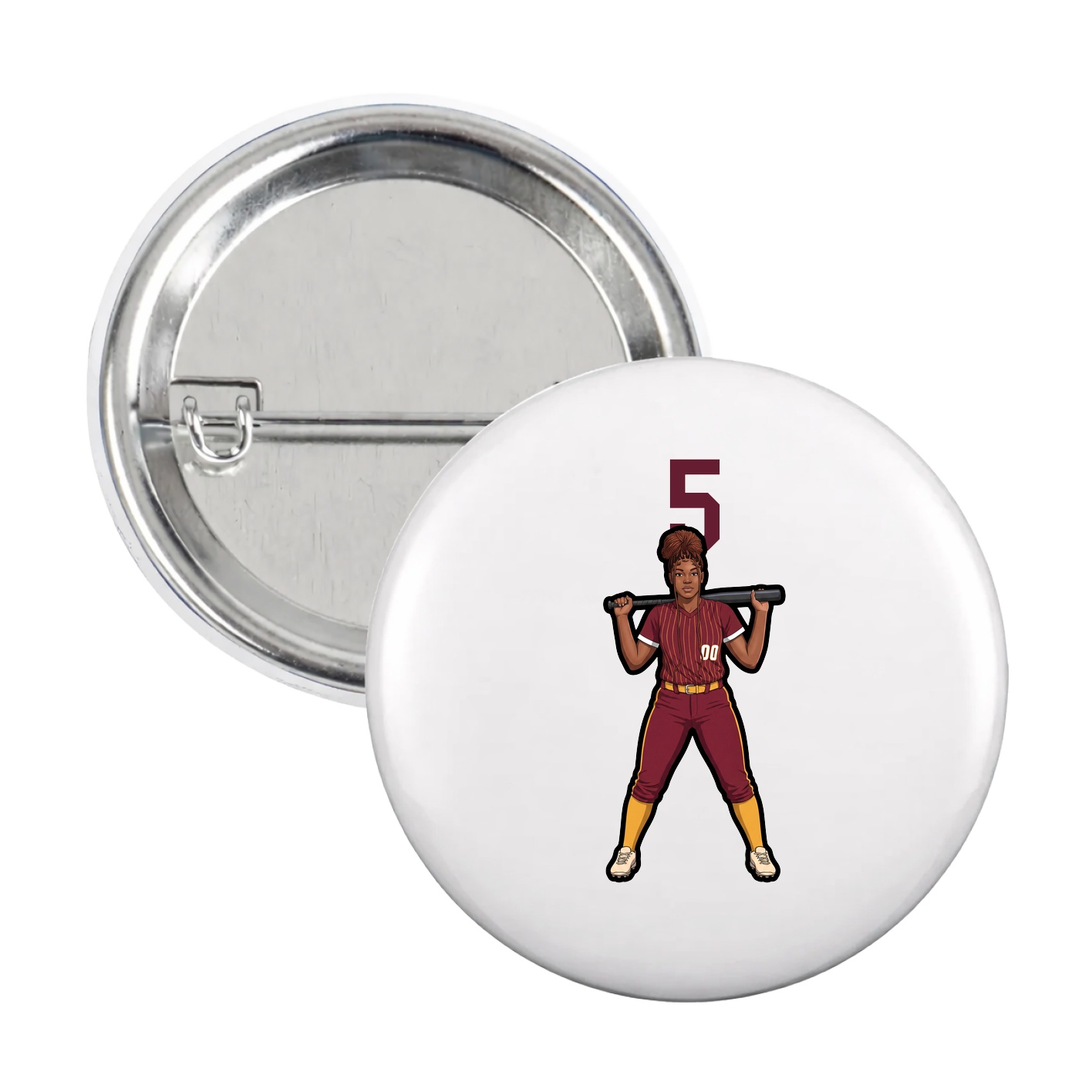 Game Day Button — Number Top in White