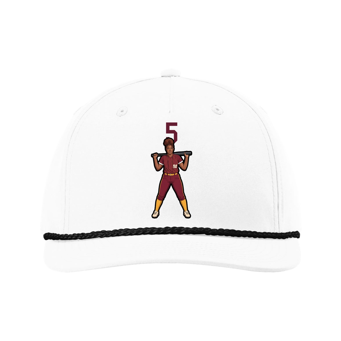 Five-Panel Classic Rope Cap — Number Top in White