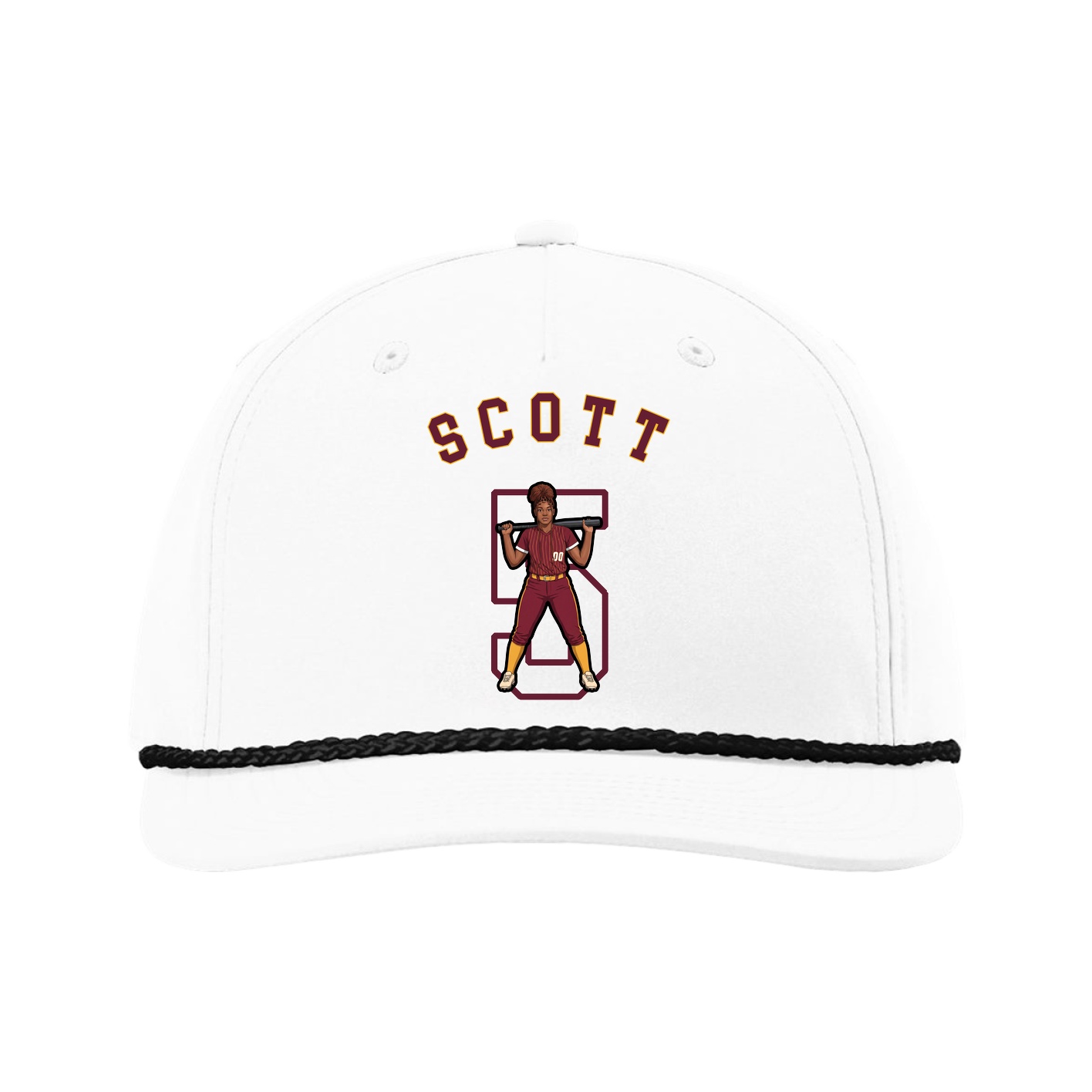 Five-Panel Classic Rope Cap — Shirsey Arch in White