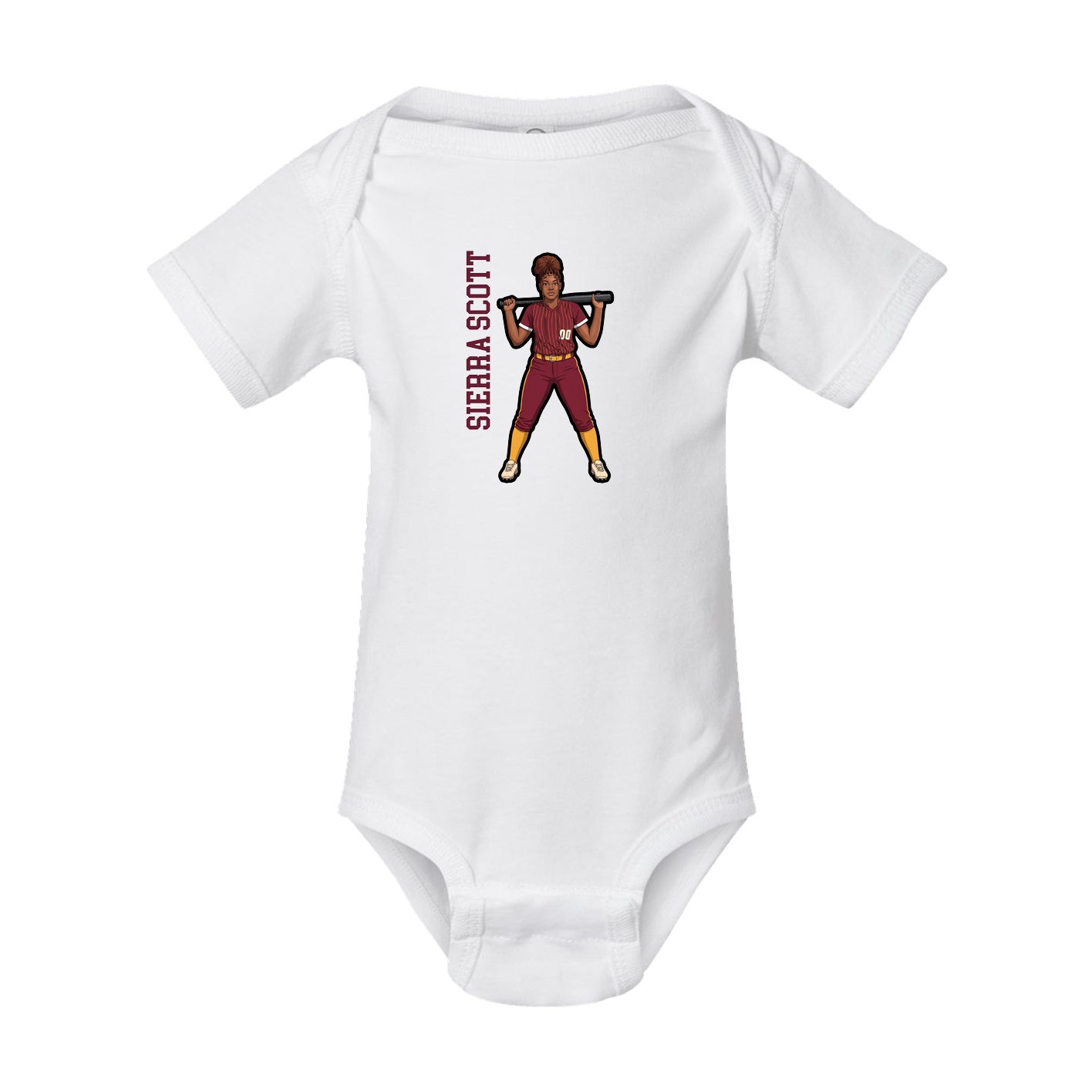 Baby Onesie — Name Vertical in White