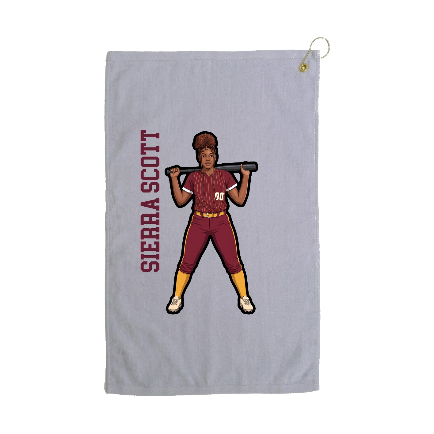 Golf Towel — Name Vertical in Grey