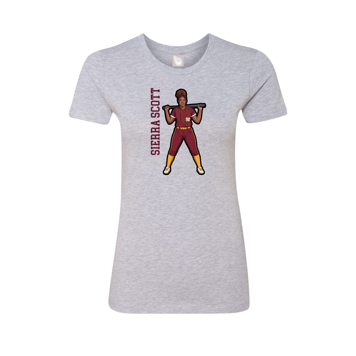 Womens Tee — Name Vertical in Grey