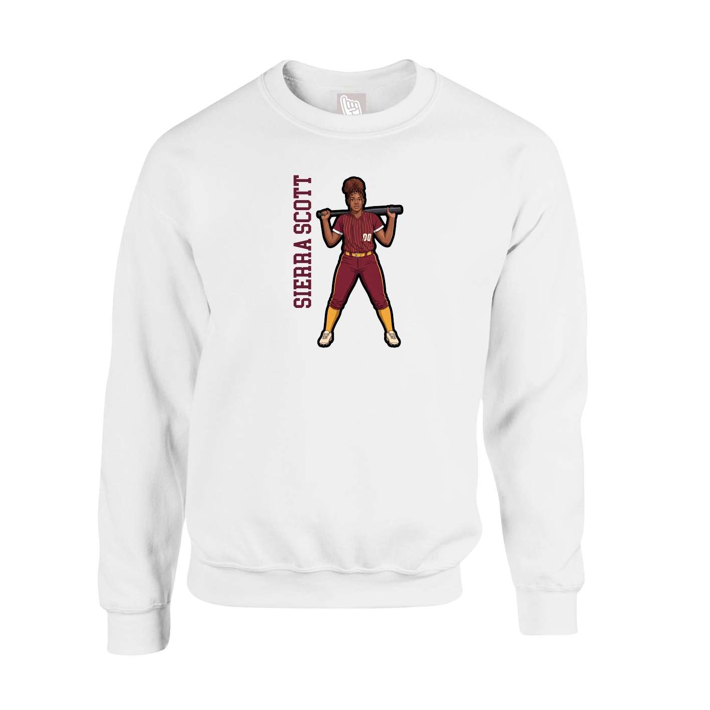 Fleece Crew — Name Vertical in White