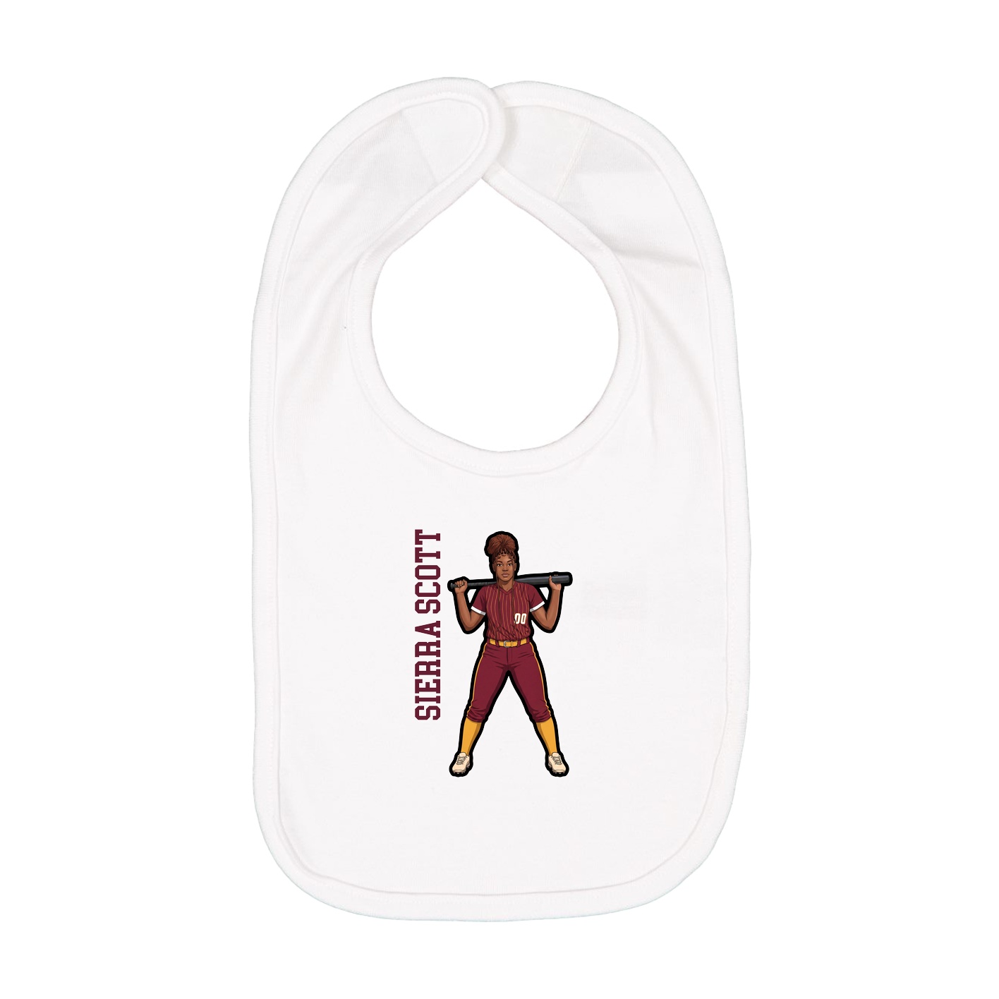 Infant Bib — Name Vertical in White