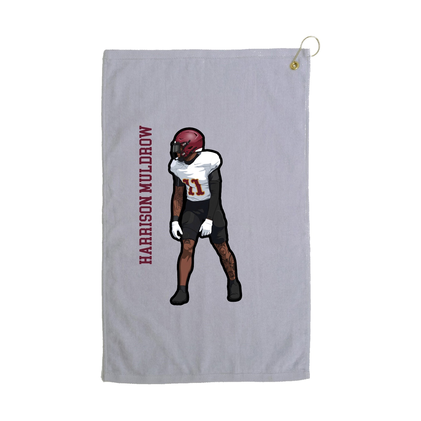 Golf Towel — Name Vertical in Grey