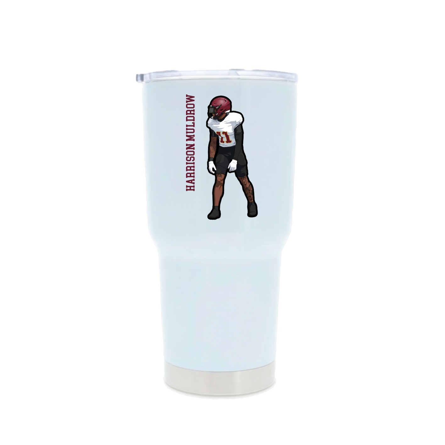 30oz Stainless Steel Tumbler — Name Vertical in White
